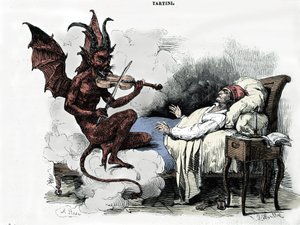 作曲家朱塞佩·塔蒂尼 (Giuseppe Tartini) (1692-1770) 的梦想：在他的《Sonata des trilles du Diable》（G 小调小提琴奏鸣曲）中，作曲家梦想以灵魂为代价与魔鬼订立契约，托付 他拉着小提琴，恶魔在演奏
