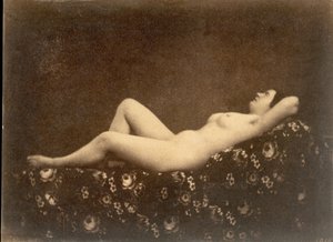 [女性裸体，斜卧，轮廓]，约1853年。