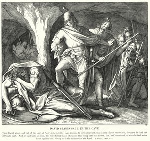 David Spares Saul in the Cave (雕刻) 作者 朱利叶斯（后）施诺尔·冯·卡洛斯菲尔德