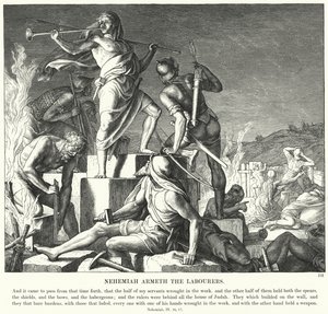 尼希米武装劳动者（雕刻）。 作者 朱利叶斯（后）施诺尔·冯·卡洛斯菲尔德