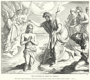 耶稣在约旦的洗礼（版画） 作者 朱利叶斯（后）施诺尔·冯·卡洛斯菲尔德