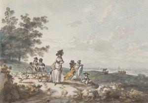 伦敦的景色，远处是圣保罗教堂：妇女和儿童与婴儿车，1787年。 作者 朱利叶斯·凯撒·伊贝森