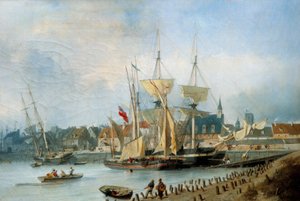 朱尔斯·欣茨 (1805-1862) 绘画的迪耶普港入口 作者 朱利叶斯·辛兹