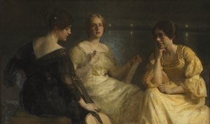 年轻女性。从左起：Karen Bramsen；艺术家的妻子Esther，née Lange；Johanne Munch-Petersen。
