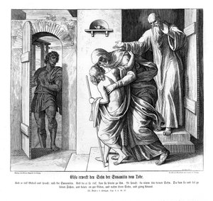 以利沙使舒拿米的儿子复活，列王纪下 作者 朱利叶斯·施诺尔·冯·卡洛斯菲尔德