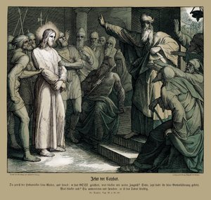 耶稣在该亚法面前受审，《马太福音》。 作者 朱利叶斯·施诺尔·冯·卡洛斯菲尔德
