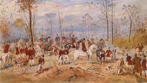 狩猎朱利叶斯-冯-布拉斯（1845-1922 年）的作品，纸上水彩画，约 1890 年。奥地利艺术 作者 Julius von Blaas