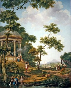 阿卡迪亚风景与寺庙（布面油画）