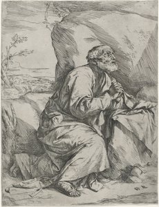 忏悔圣彼得，c.1621（蚀刻在纸上雕刻） 作者 朱塞佩·德·里贝拉