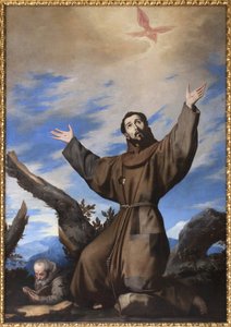 阿西西的圣方济各的污名化。 Jose de Ribera dit il Spagnoletto“西班牙人”（1591-1652）工作室的绘画，布面油画 作者 朱塞佩·德·里贝拉