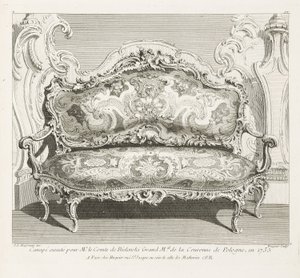 沙发于1735年为波兰王储Count de Bielinski Grand M.al先生处决。 1735年为比林斯基伯爵制的沙发，第4盘 作者 JusteAurèleMeissonnier