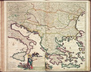 Justus Danckers 的地图集：匈牙利和希腊，约 1688 年（彩色版画） 作者 贾斯特斯·丹克茨