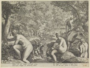男女洗澡 爱茉莉索 爱的不同方面（系列名称） 作者 Aegidius Sadeler (II) （归属于）
