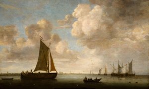 荷兰海岸的远景，1660年。 作者 贾斯图斯·维沃