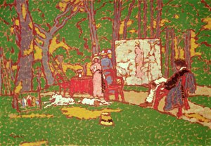 在公园里画Lazarine和Anella。这是热，1910年 作者 约瑟夫·里普尔·罗奈