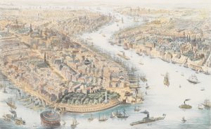 从西南方向看纽约，约1852年。 作者 K. Th. 韦斯特曼