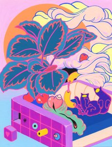 两个物体轨道，2019（纸上丙烯）