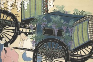 来自Momoyo-gusa（The World of Things）的Hanazashi-guruma第二卷，pub.1909（颜色块木刻） 作者 神坂积家