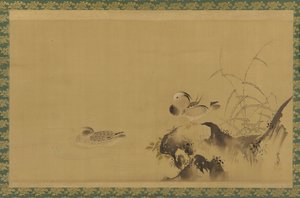 山水鸳鸯图，江户时代，17世纪中叶至18世纪初。