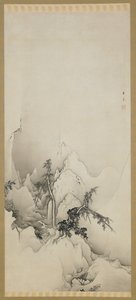 冬季景观：山沟，江户时代，1883年（纸上墨水） 作者 Ho井佳乃