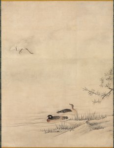 1500年代春季风景中的花鸟。