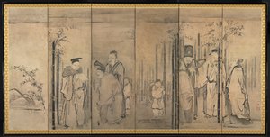 竹林七贤，商山四老，16世纪。