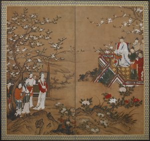 中国皇帝明皇和杨贵妃，江户时期，17世纪初。 作者 卡诺学校