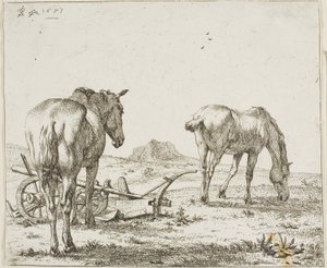 犁旁的两匹马 作者 卡雷尔·杜哈丁（Karel Dujardin）