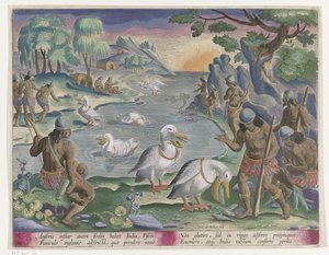 在鹈鹕的帮助下捕鱼
狩猎场景（系列标题）
Venationes Ferarum, auium, piscium pvgnae Bestiariorum（系列标题）