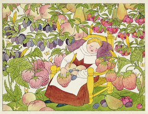 汉斯-萨克斯（1494-1576 年）《Schlaraffenland》中的插图（纸上钢笔、墨水和水彩画）