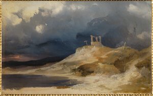 雷雨中的绞刑架山（纸板油画） 作者 卡尔·布莱钦