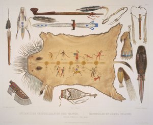 印度餐具和武器，由A. Zschokke和J. Hurliman雕刻，于1840年出版（aquatint） 作者 卡尔·博德默