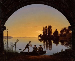 Les rivages de la Spree pres de Stralau 斯普雷河岸 - 卡尔-弗里德里希-辛克尔（1781-1841）。布面油画 作者 卡尔·弗里德里希·辛克尔