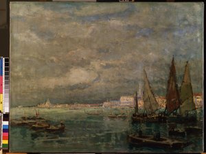 "Vue de voiliers dans la lagune de Venise"（威尼斯帆船景观）。尺寸 51x71 厘米 Mikalojus Konstantinas Ciurlionis 美术馆，考纳斯，利图亚尼 作者 卡尔·哈格迈斯特