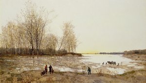 泛滥的树木繁茂的景观，约1875-80年（布面油画）