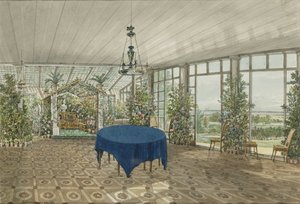Vielgorsky Pavlino庄园的冬季花园，1834年