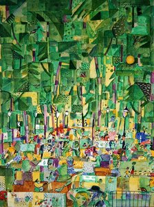 花园餐厅（纸上水彩和水粉画） 作者 卡尔·莱豪森
