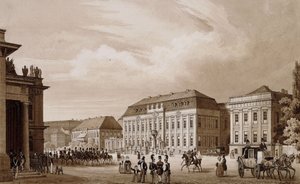 菩提树下大街，柏林。从Neue Wache到Kronprinzenpalais的视图，右边是Prinzessinenpalais，左边是Kommandatur，