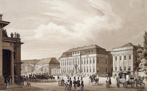 菩提树下大街，柏林，c.1840（水彩画） 作者 Karl Loeillot de Mars