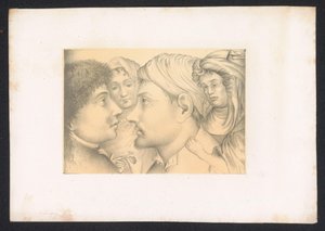 两个男人和一个女人
十五世纪荷兰大师的素描和研究作品。根据保存在柏林皇家图书馆的原作绘制（系列名称） 作者 普鲁伊斯韦滕沙彭学院