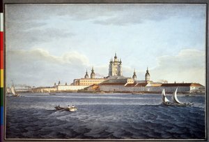 Le couvent Smolny, a Saint Petersbourg（圣彼得堡的斯莫尔尼修道院）。Dessin de Karl Petrovich Beggrov (1799-1875)。纸上水彩画 作者 卡尔·帕夫洛维奇·贝格罗夫