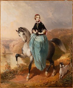 带狗的女骑手，约1850年。
