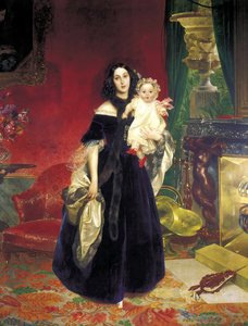 玛丽亚-阿卡迪耶夫娜-斯托里皮娜-贝克1819-1889与她的女儿，1840年。   作者 卡尔·巴甫洛维奇·布留洛夫