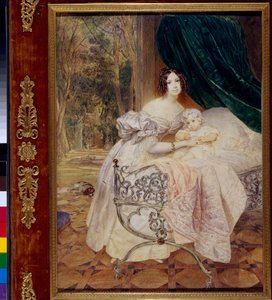 Portrait de Maria Butevena avec sa fille Maria (Portrait of Maria Buteneva with Daughter Maria) - Oeuvre de Karl Pavlovich Briullov (Brioullov) (1799-1852), aquarelle sur papier 作者 卡尔·巴甫洛维奇·布留洛夫