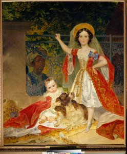 卡尔-巴甫洛维奇-布留尔洛夫（Karl Pavlovich Briullov）（1799-1852 年）的布面油画《沃尔孔斯基亲王的孩子们肖像 作者 卡尔·巴甫洛维奇·布留洛夫