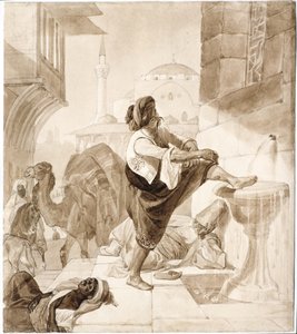 1835年，在大篷车中午休。 作者 卡尔·巴甫洛维奇·布留洛夫