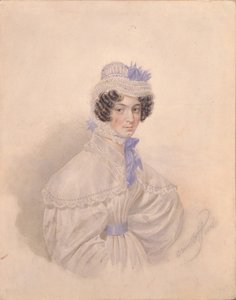 肖像1802-1835年的Anna Borisovna Bakunina，1835年 作者 卡尔·巴甫洛维奇·布留洛夫