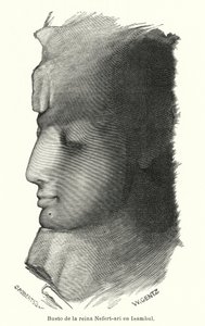 Bust of the Ancient Egyptian Queen Nefertari, wife of Ramesses the Great, Abu Simbel (litho)