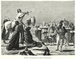 Recruitment of soldiers into the Ottoman Army during the time of Muhammad Ali, Khedive of Egypt (litho)