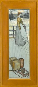 等待达特茅斯渡轮，c.1910（蓝纸上的粉笔） 作者 凯特布莱克摩尔